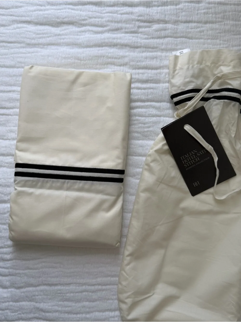 Restoration Hardware Set of Two ITALIAN IVORY HOTEL SATIN STITCH Pillow cases